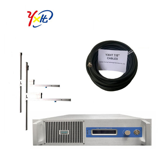 2KW Professional FM Broadcast Transmitter with 2 bay antenna+cables 30m