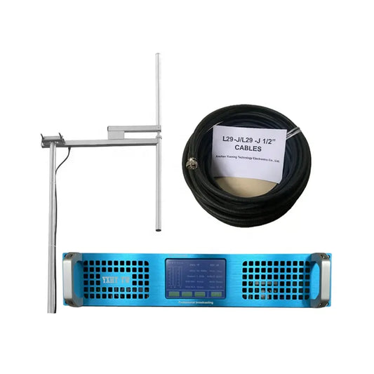 YXHT-TW 500W FM Transmitter + 1-Bay Antenna + 30 Meters Feeder Cable Radio Station Equipment Complete