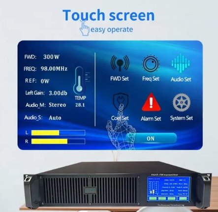 YXHT-2, 400W Touch Screen FM Broadcast Transmitter,+Antenna+Cables Radio Station Stereo Equipment For Church, School