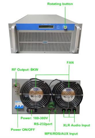 6KW FM Transmitter YXHT 5U Large Power Stereo Broadcast Equipment for Radio Stations