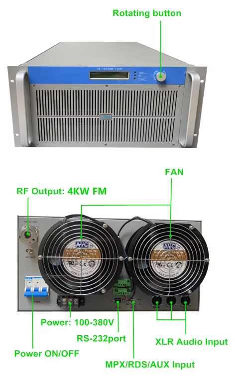 YXHT 5U 4KW FM Transmitter Radio Broadcasting Equipment Free Shipping