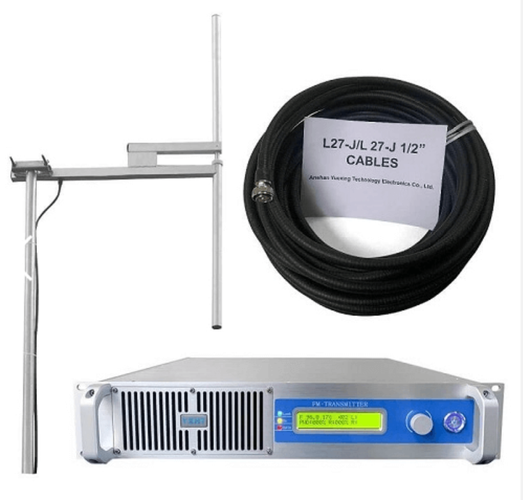 YXHT-1, 250W 2U FM Kits Broadcast Transmitter + 1 Bay Dipole Antenna + 30m Cable for Radio Station