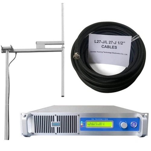 500W FM Transmitter + 1-Bay Antenna + 30 Meters Cable with Connectors